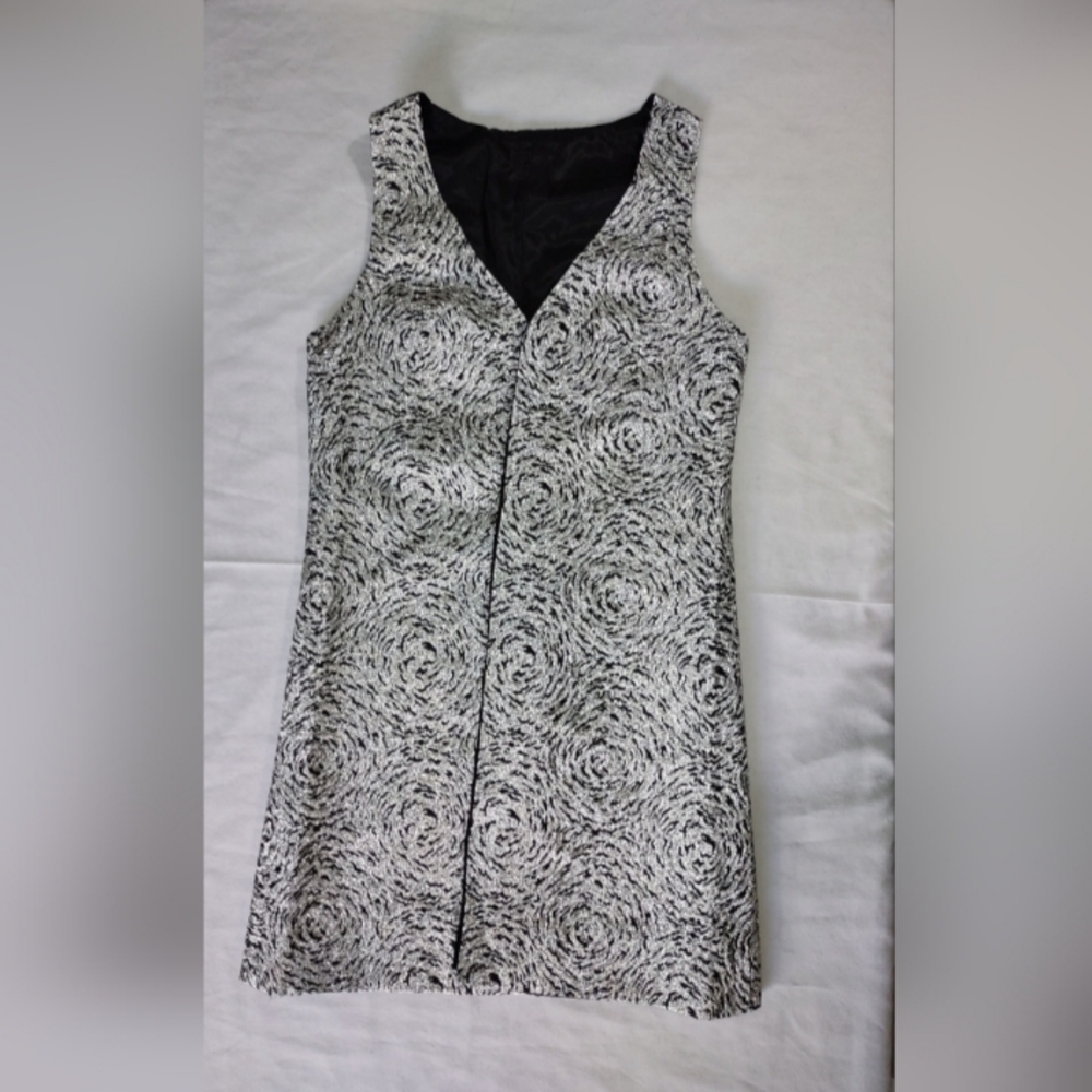Long Coat Vest Handmade 70's Party Unique Festival Fit Black Silver Small Medium